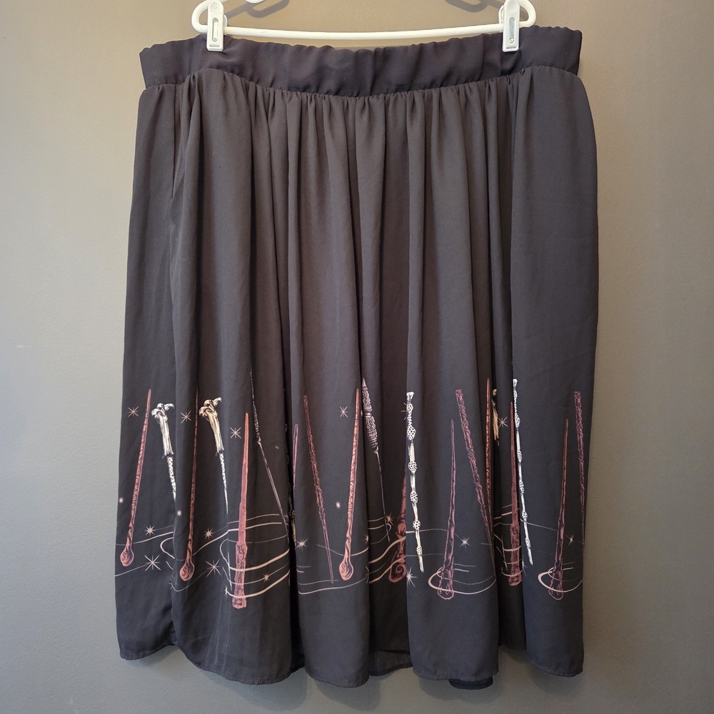 Torrid Harry Potter Wand Skirt Women's Plus Size 5X Black Stretch Waist Pockets